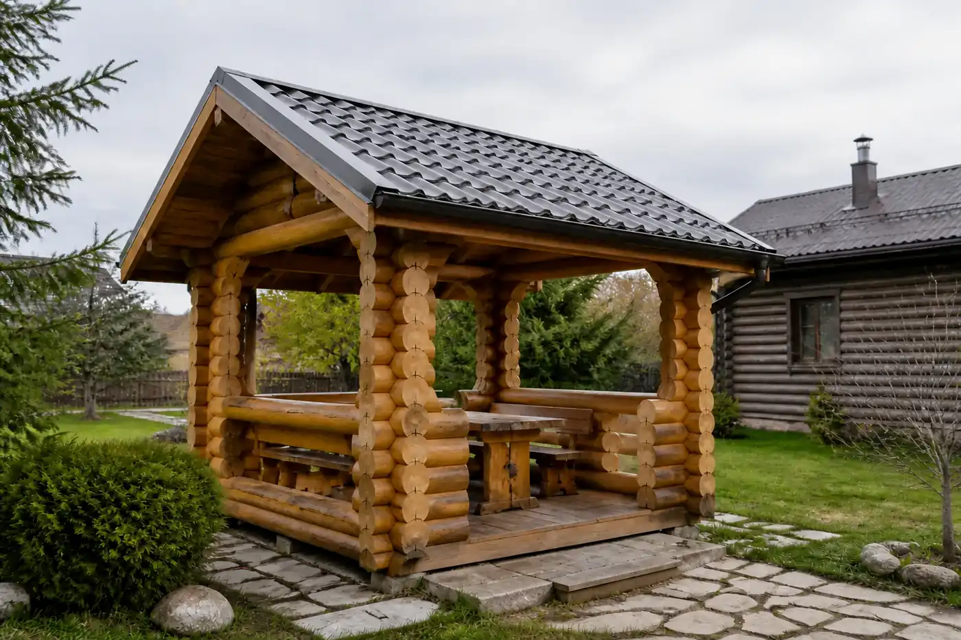 Беседка 3×3 из бревна — индивидуальный проект