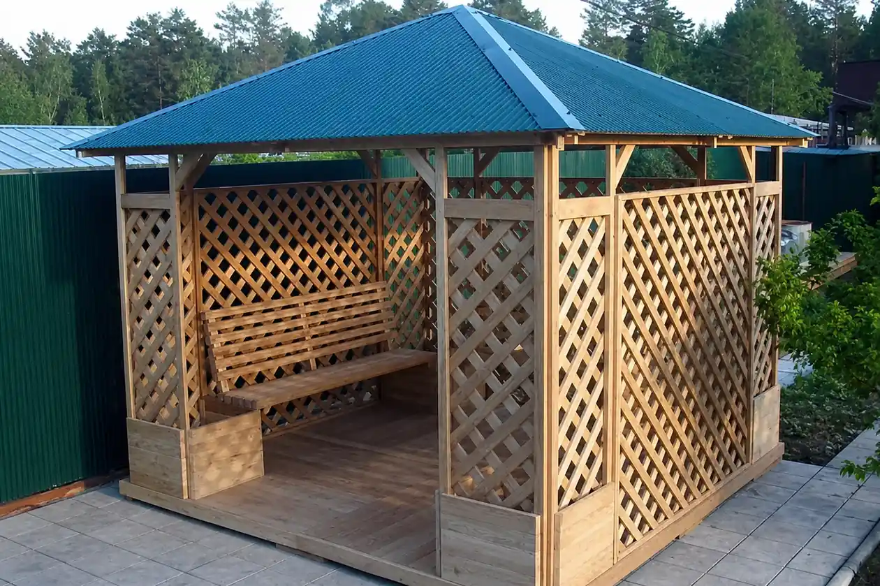Беседка 3×3 квадратная эконом «Ажур» — беседка 3×3, 3,0 × 3,0 м, 9 м²