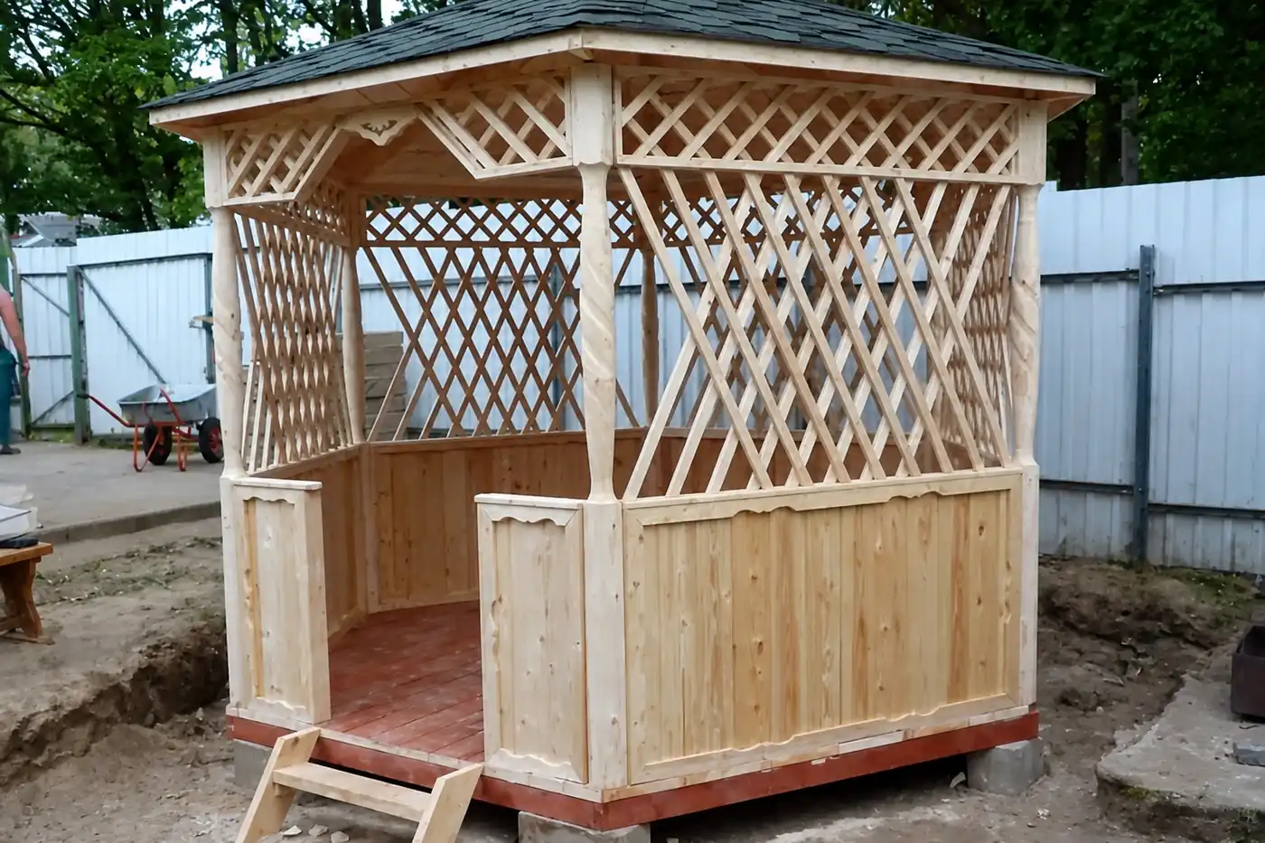 Беседка 3×3 маленькая деревянная «Капля» — беседка 3×3, 3,0 × 3,0 м, 9 м²