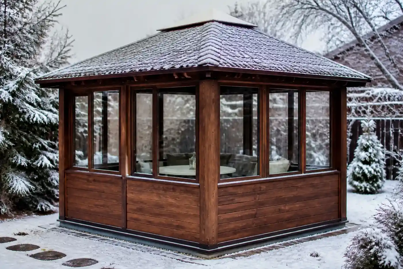 Беседка 3×3 всесезонная «Зимняя» — беседка 3×3, 3,0 × 3,0 м, 9 м²